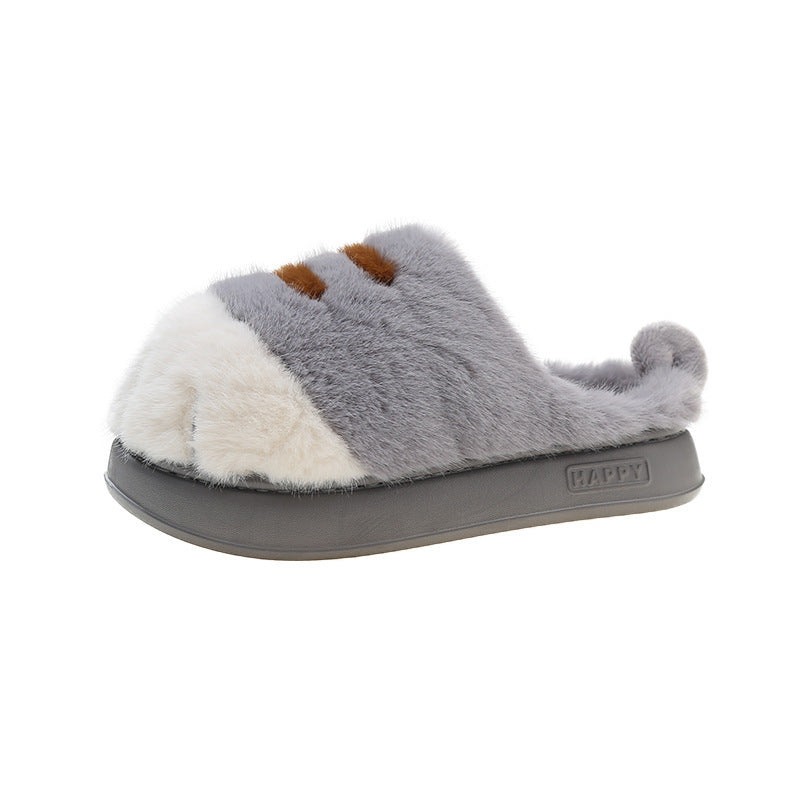 European And American Plus Size Closed Toe Fur Slipper Winter