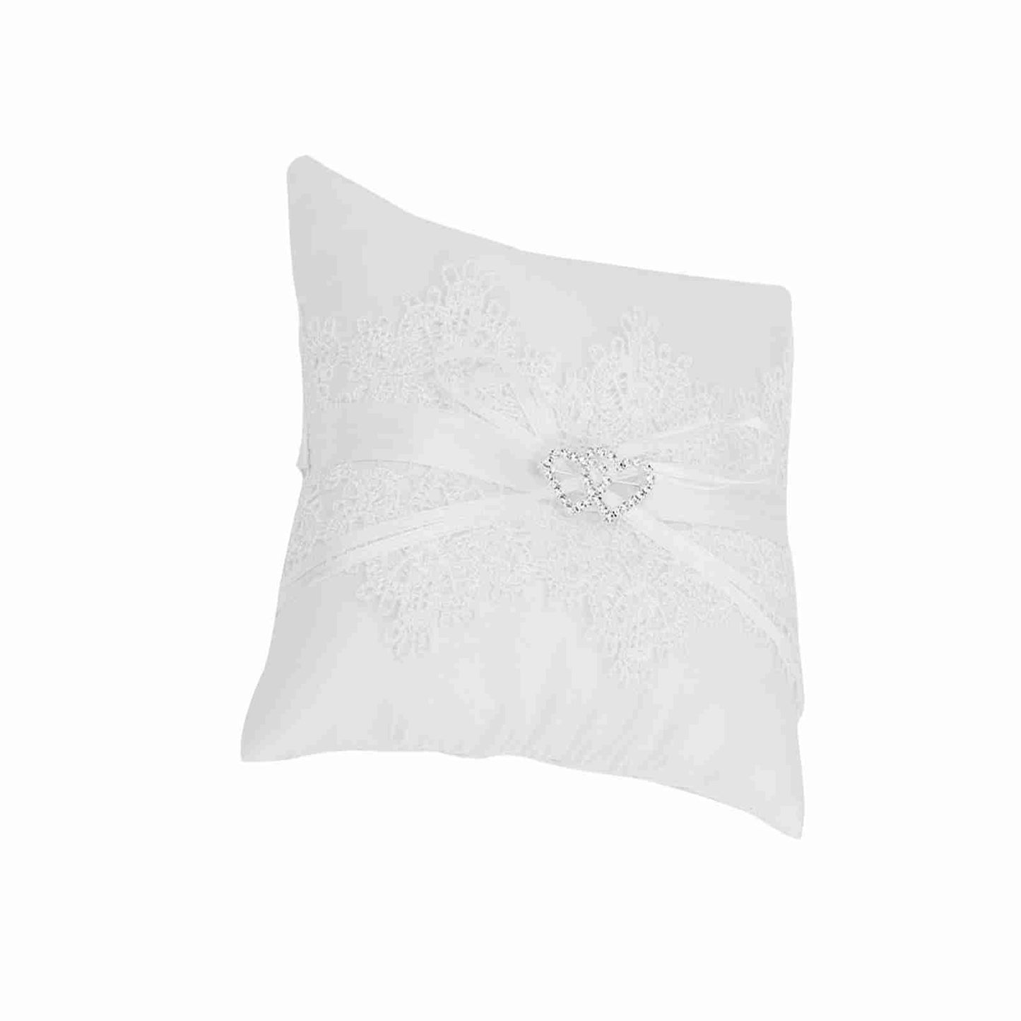 Ivory Satin Flower Girl Basket Wedding Ring Cushion Pillow Lace Floral