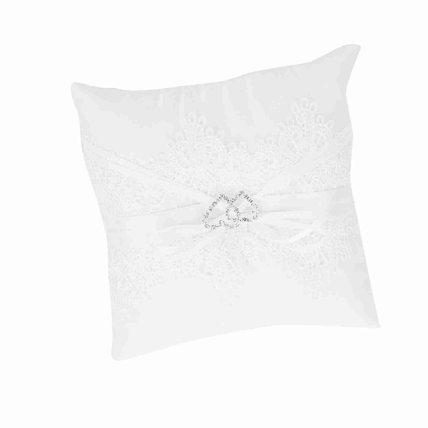 Ivory Satin Flower Girl Basket Wedding Ring Cushion Pillow Lace Floral