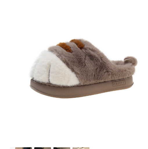 European And American Plus Size Closed Toe Fur Slipper Winter