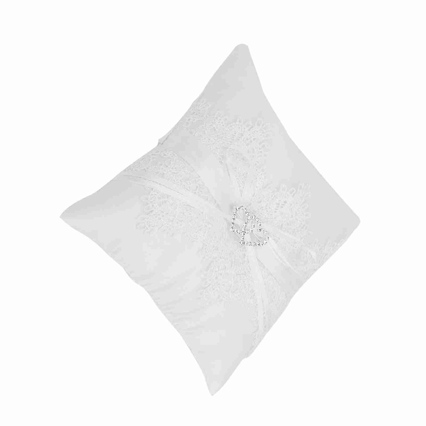 Ivory Satin Flower Girl Basket Wedding Ring Cushion Pillow Lace Floral