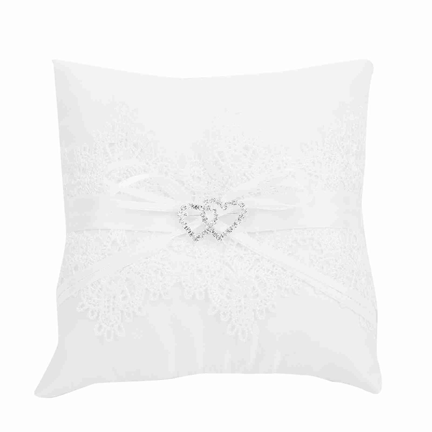 Ivory Satin Flower Girl Basket Wedding Ring Cushion Pillow Lace Floral