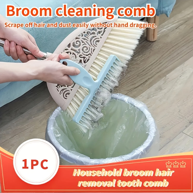 1pc Household Broom and Dustpan Set, Long Handle Sweeping Comb for Hair Removal, Non-Electric Cleaning Tool for Bedroom, Kitchen, Living Room, Outdoor, Car - Plastic, Hair Removal, Dusting Brush