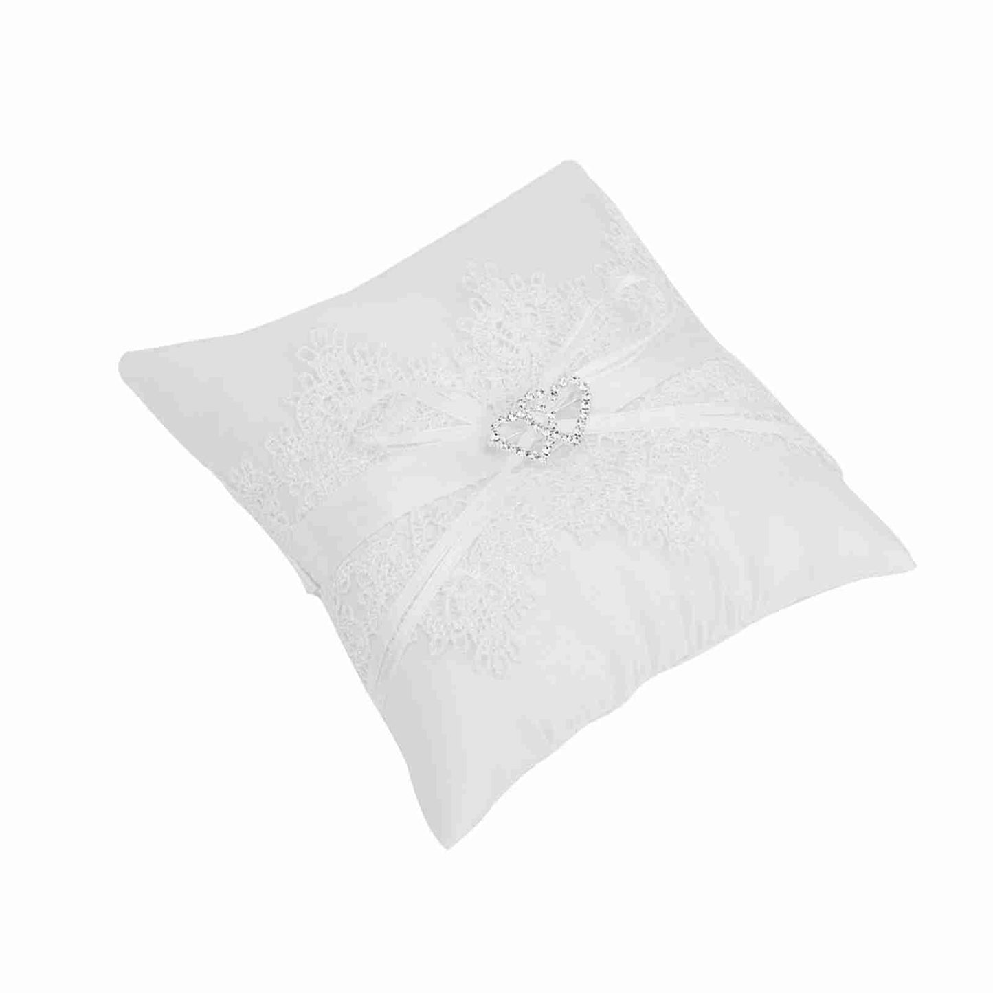 Ivory Satin Flower Girl Basket Wedding Ring Cushion Pillow Lace Floral