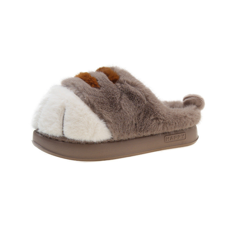 European And American Plus Size Closed Toe Fur Slipper Winter