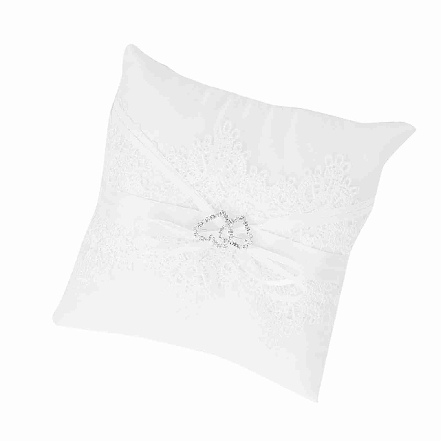 Ivory Satin Flower Girl Basket Wedding Ring Cushion Pillow Lace Floral