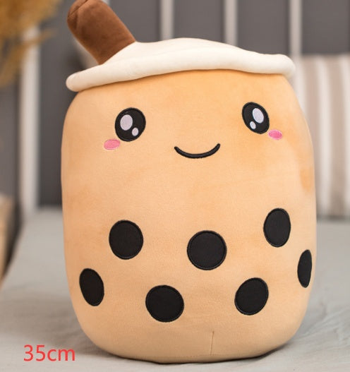 Cute Fruit Drink Plush Stuffed Soft Strawberry Milk Tea Plush Boba Tea Cup Toy Bubble Tea Pillow Cushion Kids Gift